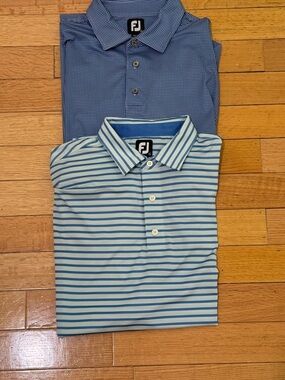 FootJoy Blue & Light Blue Striped Men's Golf Polos XL